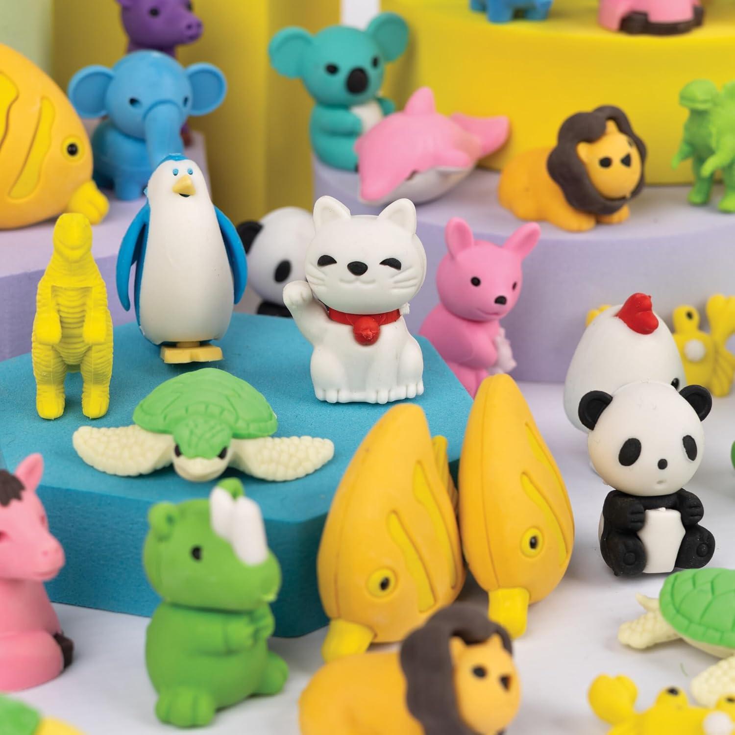 imagePeaceable Kingdom 60 Party Favors for Kids Fun Gift for Birthday Classroom Prizes Pinata and Goodie Bag Stuffers Animal Erasers