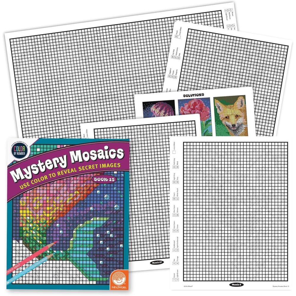 imageMindWare Color by Number Mystery Mosaics Book 15 NumberGuided HiddenImage Coloring Activity Book Ages 6