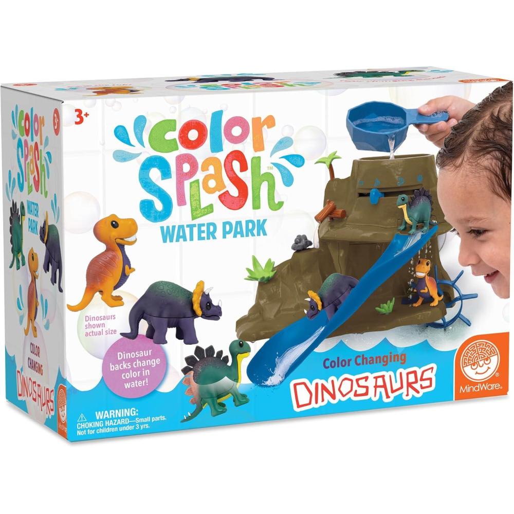imageMindWare Dinosaur Color Splash Water Park Bathtub Playset Interactive Bath Toys with Color Changing Dinosaur Figures Gift for 3 Year Olds and Up