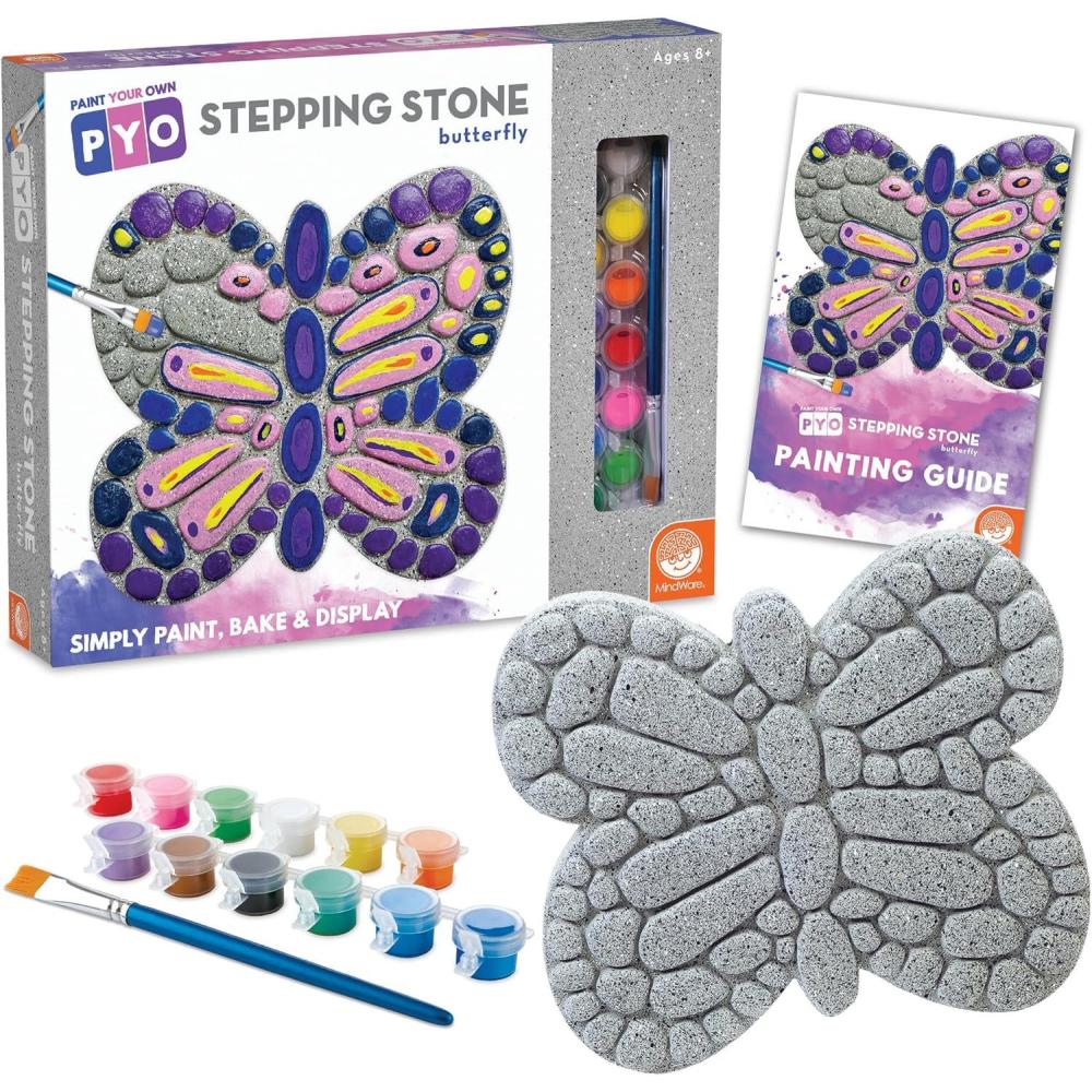 imageMindWare Paint Your Own Stepping Stone Butterfly Rock Painting Kit Stepping Stones Crafts for Kids Ages 8 amp up