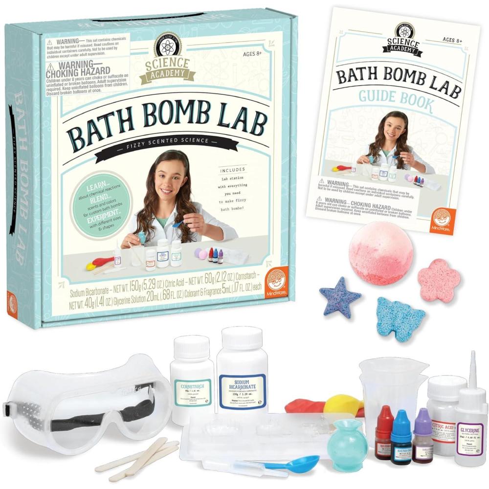 imageMindWare Science Academy Bath Bomb lab A 20pc DIY Experiment kit for Boys amp Girls Make 4 Bath Bomb Experiments Great Gift for Children amp Teenagers