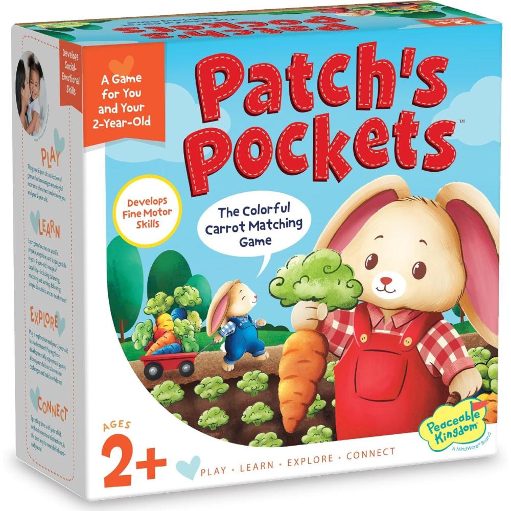 imagePeaceable Kingdom Patchs Pockets Color Matching Game for Toddlers Fun Bunny amp Carrot Game Develops Fine Motor Skills amp Color Recognition in 2 Year Olds