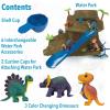 MindWare Dinosaur Color Splash Water Park Bathtub Playset – Interactive Bath Toys with Color Changing Dinosaur Figures – Gift for 3 Year Olds and Up
