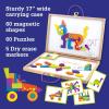 MindWare Imagination Patterns – Creative, Magnetic Play with Patterned Tangram Shapes – Includes 60 Magnetic Blocks, 60 Puzzle Cards, Dry Erase Markers & Wood Case – Deluxe
