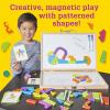 MindWare Imagination Patterns – Creative, Magnetic Play with Patterned Tangram Shapes – Includes 60 Magnetic Blocks, 60 Puzzle Cards, Dry Erase Markers & Wood Case – Deluxe