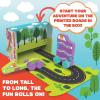 MindWare Konvertibles Transforming Wooden Trucks – 2‑Piece Flip‑&‑Change Vehicle Set with Carry‑Along Box That Becomes 3‑D Road Scene, Toddler Toy for Ages 18 Months +