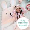 MindWare Oh So Fun! Bunny Sleeping Bag – Child Sleeping Bag for Kids Ages 3 & Up