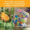 MindWare Paint Your Own Stone Bunny Rabbit – Mosaic Stepping Stone Craft Kit for Kids Includes Paint and Brush, Made of Weather Resistant Cement