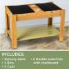 MindWare Sensory Sprouts Sensory Table, Sturdy Wooden Activity Table with 3 Sensory Bins, Cups and Hooks for Tactile Play, Indoor or Outdoor Use for Kids Ages 3+, Sensory Play Gift for Kids