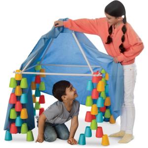 MindWare Cupstruction Forts Building Kit, Stackable Cup Construction System for Creative Fort Building, Hands On STEM Engineering Play, Kids Age 3+, Indoor Imagination Activity Set
