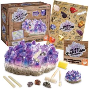 MindWare Dig It Up Giant Gem Discovery Kit – Gemstone Dig Kit Offers Geology for Kids with 12 Real Polished Hidden Gemstones – Includes 1 Giant Gem, Chiseling Tools, Gemstone Poster – Ages 4+