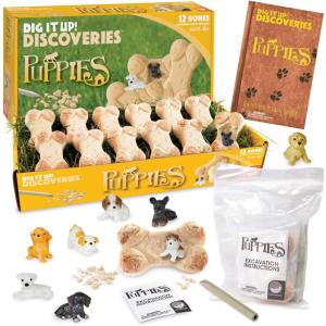 MindWare Dig it Up! Puppies Excavation Kit – Educational Toys for Kids 4 and Up – Dig Kit with 12 Bones, 12 Puppy Figurines, 12 Chisels – Ideal for Group Activities, Events or Classroom Brain Breaks