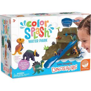 MindWare Dinosaur Color Splash Water Park Bathtub Playset – Interactive Bath Toys with Color Changing Dinosaur Figures – Gift for 3 Year Olds and Up