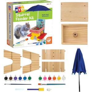 MindWare Make Your Own (MYO) Squirrel Feeder Craft Kit for Kids – Includes Wood Pieces, Paint, Brushes, Instructions and More
