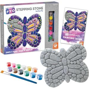 MindWare Paint Your Own Stepping Stone Butterfly, Rock Painting Kit, Stepping Stones Crafts for Kids Ages 8 & up
