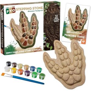 MindWare Paint Your Own Stepping Stone: Dinosaur Footprint – Weather-Resistant 8.5-inch x 10-inch Stepping Stones Kids Craft Kit – Includes Paint, Brushes and Instructions – Ages 8 and Up