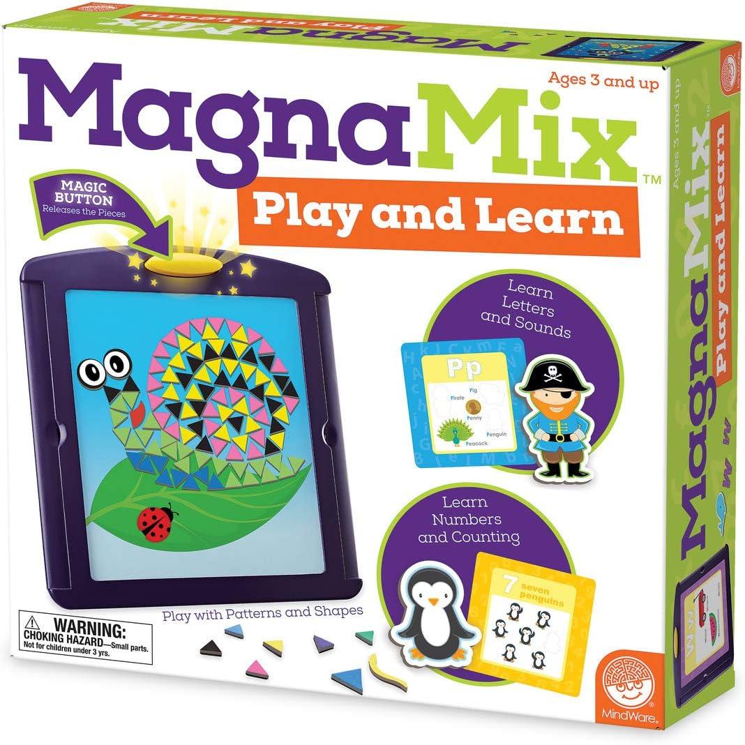 imageMindWare MagnaMix Play and Learn Magnetic Board Educational Toy for Preschool Kids Ages 3 Teaches Letters Numbers Counting Patterns and Early Learning Skills