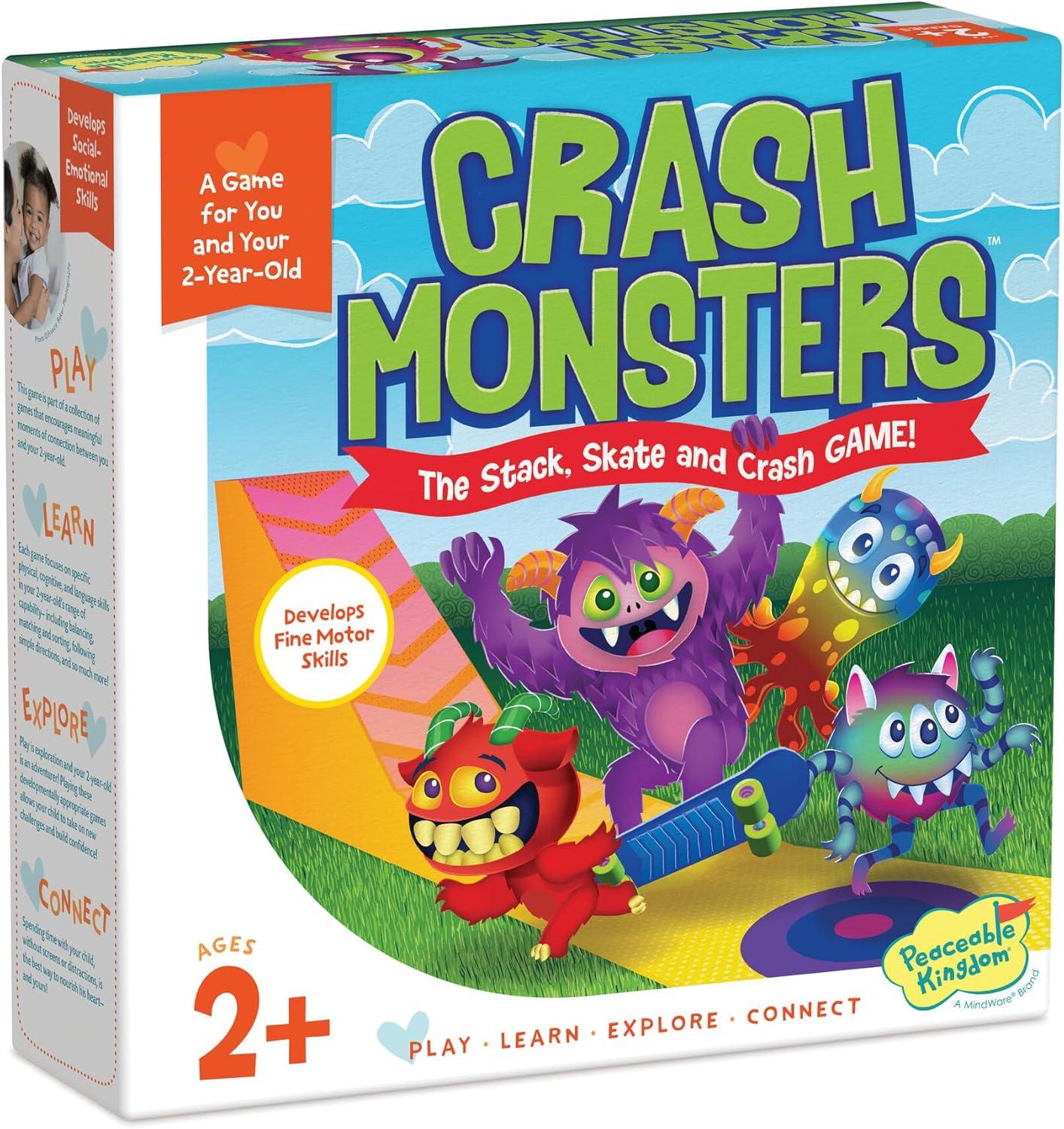 imagePeaceable Kingdom Crash Monsters Toddler Game Learning Toys for 2 Year Olds and up Preschool Games Toddler Board Games Develops Fine Motor Skills Color Matching Stacking Blocks