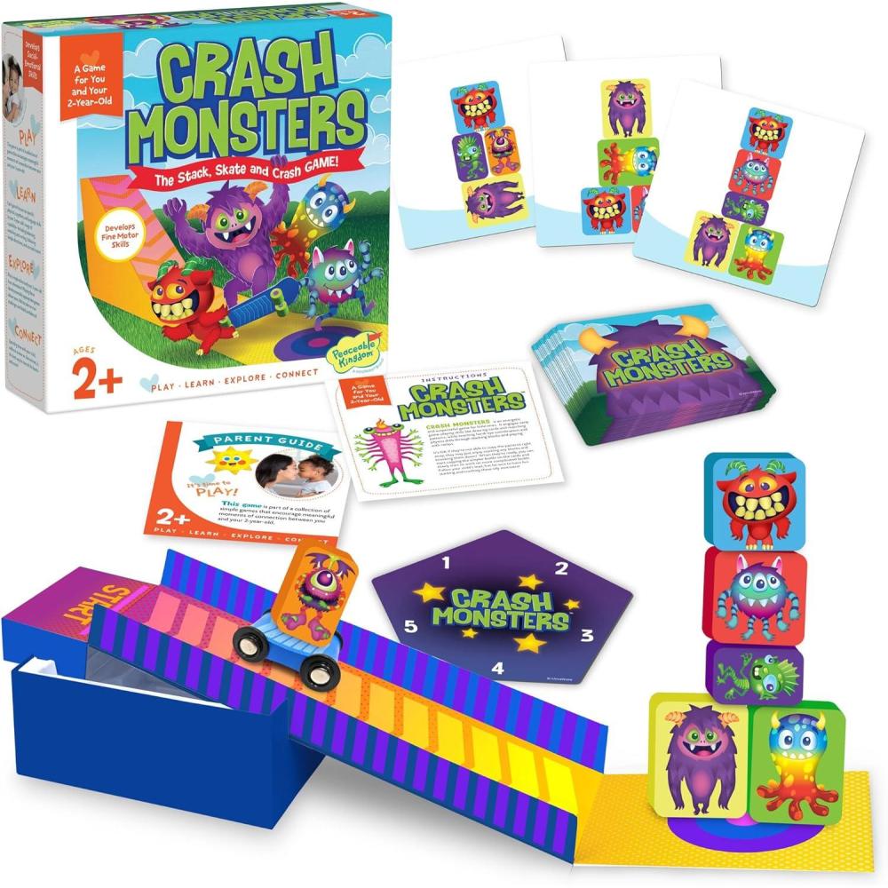 imagePeaceable Kingdom Crash Monsters Toddler Game Learning Toys for 2 Year Olds and up Preschool Games Toddler Board Games Develops Fine Motor Skills Color Matching Stacking Blocks
