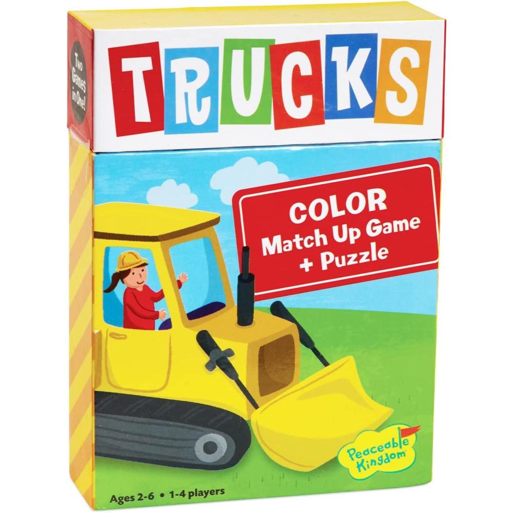 imagePeaceable Kingdom Floor Puzzle and Matching Game 2 in 1 Educational Activity for Kids 2 Years and Up Trucks