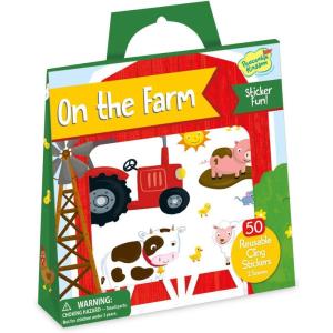 Peaceable Kingdom Reusable Sticker Totes: On The Farm – 2 Sticker Scenes & 50 Reusable Cling Stickers in a Carry Tote – Great for Trips, Errands & on The go! – Fun Quiet time Activity for Kids
