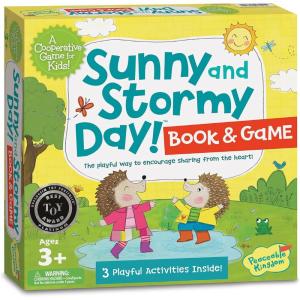 Peaceable Kingdom Sunny and Stormy Day Book and Game, Cooperative Sharing and Emotional Learning Activity, Social Skills Board Game for Kids Ages 3 and Up