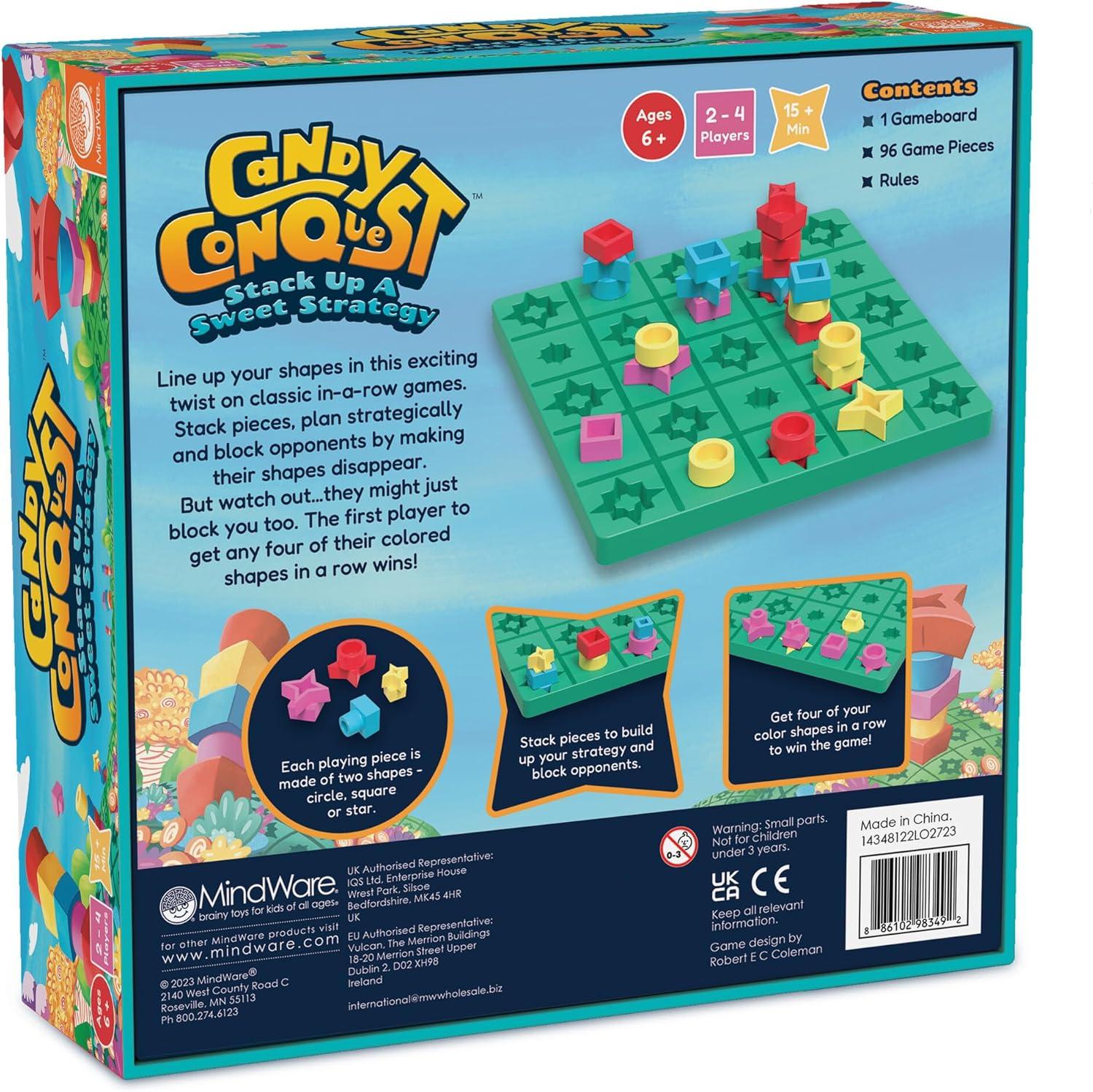 imageMindWare Candy Conquest Family Board Game Twist on Traditional inaRow Classic Board Games for Kids Ages 6 and Up Connect Four of Your Own Shapes in a Row Strategic Classic Game for Families