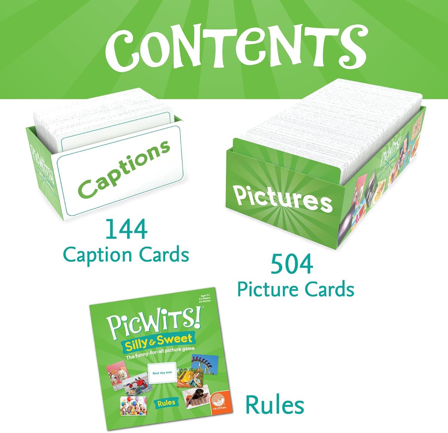 imageMindWare PicWits Funny Quick Wit Picture Captioning Card Game Quick 30Minute Game Play Ages 5 and up Silly amp Sweet