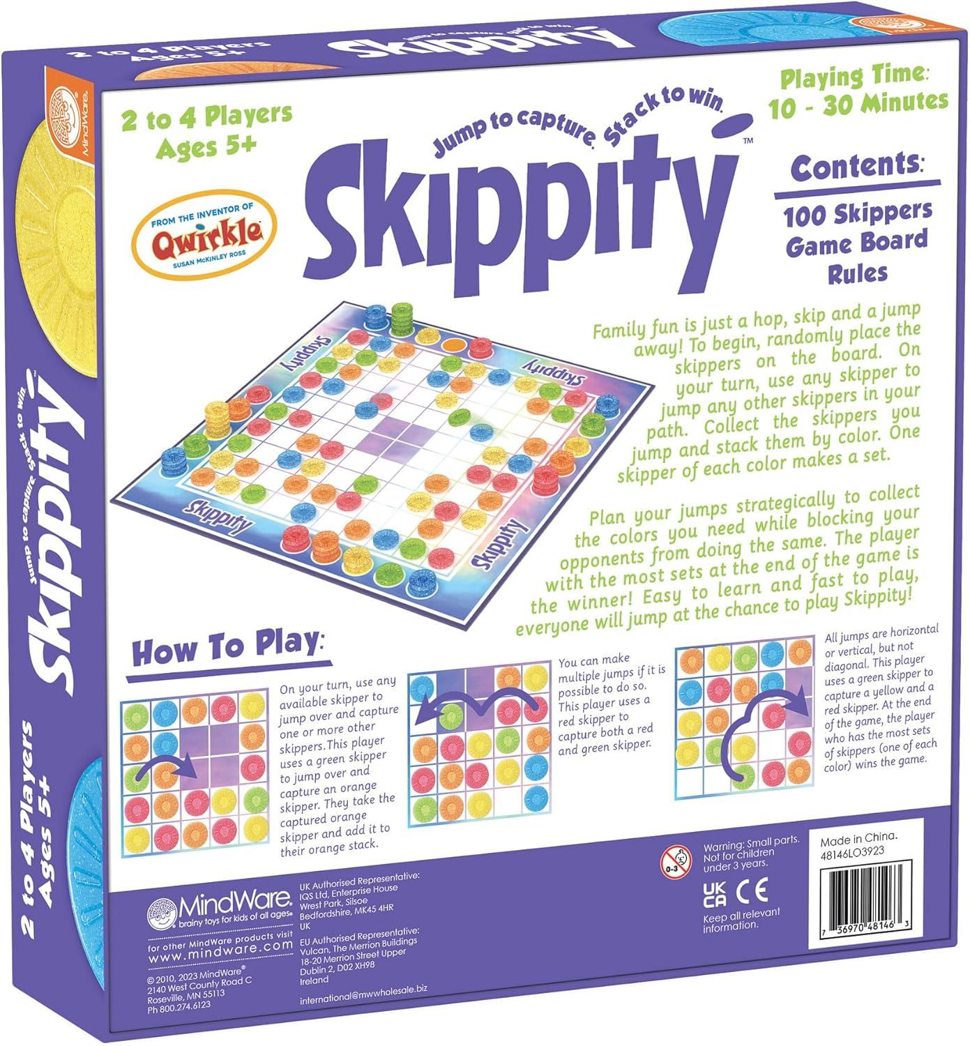 imageMindWare Skippity JumpandCapture Board Game for 2 to 4 Players Twist on Checkers 100pc Fun for Kids amp Adults Ages 5