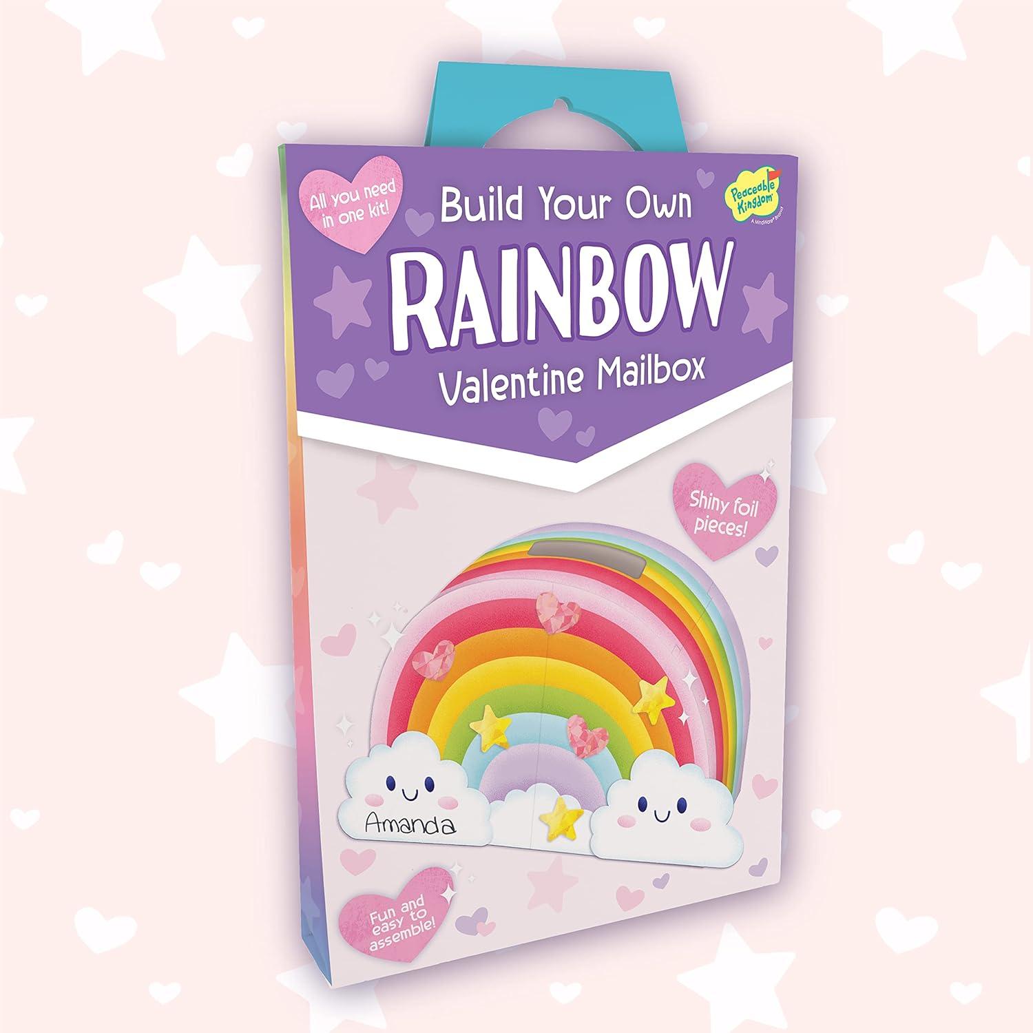imagePeaceable Kingdom Valentines Box for Kids Valentines Day Box Kit for Valentines Cards for Kids Classroom Sports Eraser ValentinesRainbow Mailbox Kit