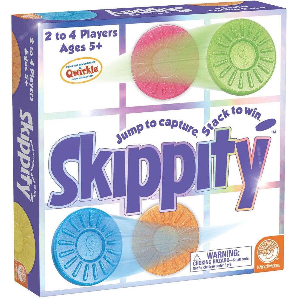 imageMindWare Skippity JumpandCapture Board Game for 2 to 4 Players Twist on Checkers 100pc Fun for Kids amp Adults Ages 5