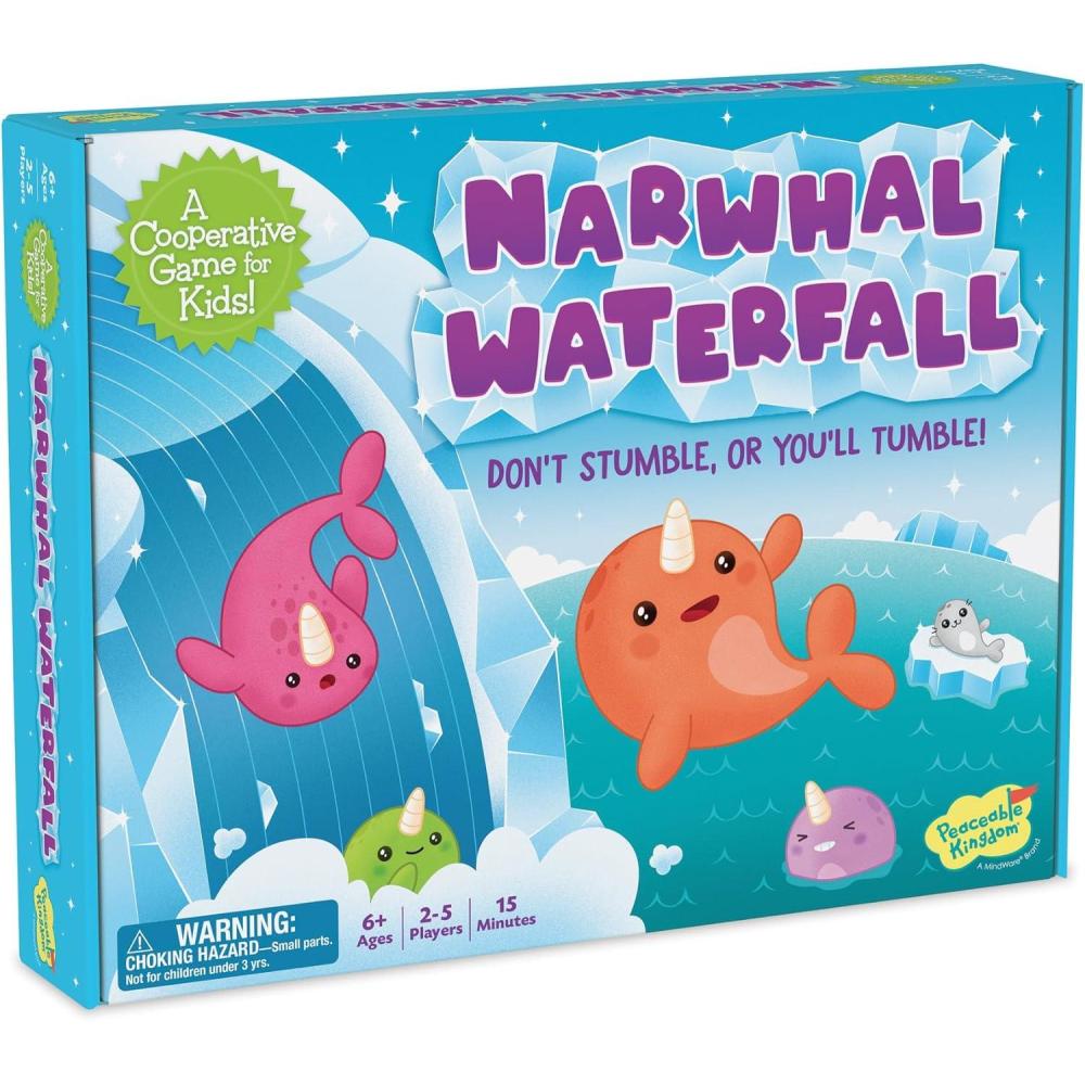 imagePeaceable Kingdom Narwhal Waterfall Cooperative Game Fun Games for Kids Ages 6 and Up FastPaced Kid Board Games Includes Moving Gameboard for Extra Excitement