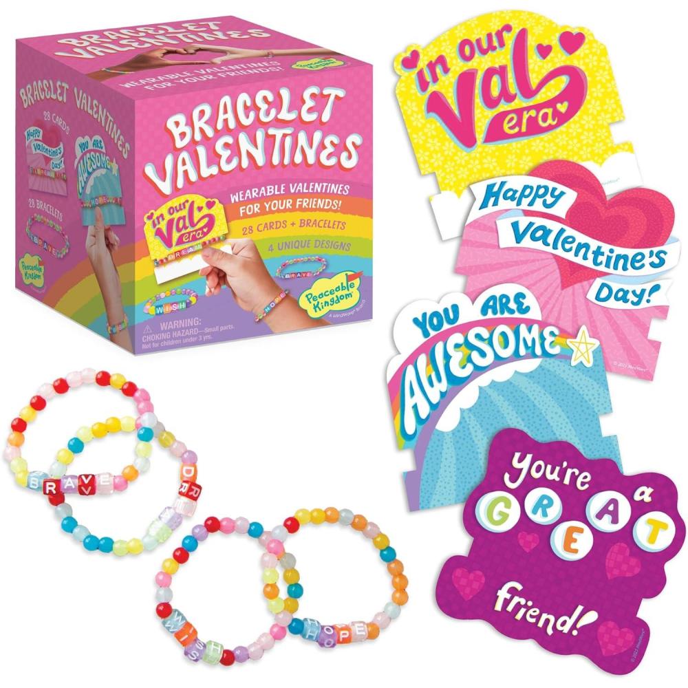 imagePeaceable Kingdom Valentines Box for Kids Valentines Day Box Kit for Valentines Cards for Kids Classroom Sports Eraser ValentinesFriendship Bracelet Valentines