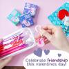 Peaceable Kingdom Valentines Box for Kids, Valentines Day Box Kit for Valentines Cards for Kids Classroom – Sports Eraser Valentines(Axolotl Friendship Charms)