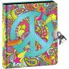 Peaceable Kingdom Paisley Peace Sign Foil Cover 6.25″ Lock and Key Diary with Black Pages and Silver Pen