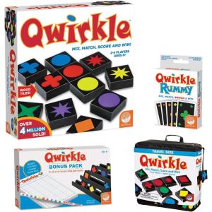 MindWare Complete Qwirkle Family Game Pack: Qwirkle, Qwirkle Travel, Qwirkle Rummy, and Qwirkle Bonus Pack