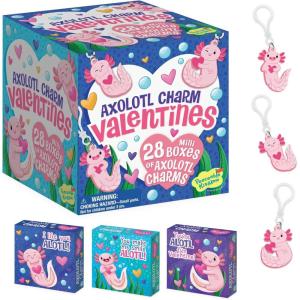 Peaceable Kingdom Valentines Box for Kids, Valentines Day Box Kit for Valentines Cards for Kids Classroom – Sports Eraser Valentines(Axolotl Friendship Charms)