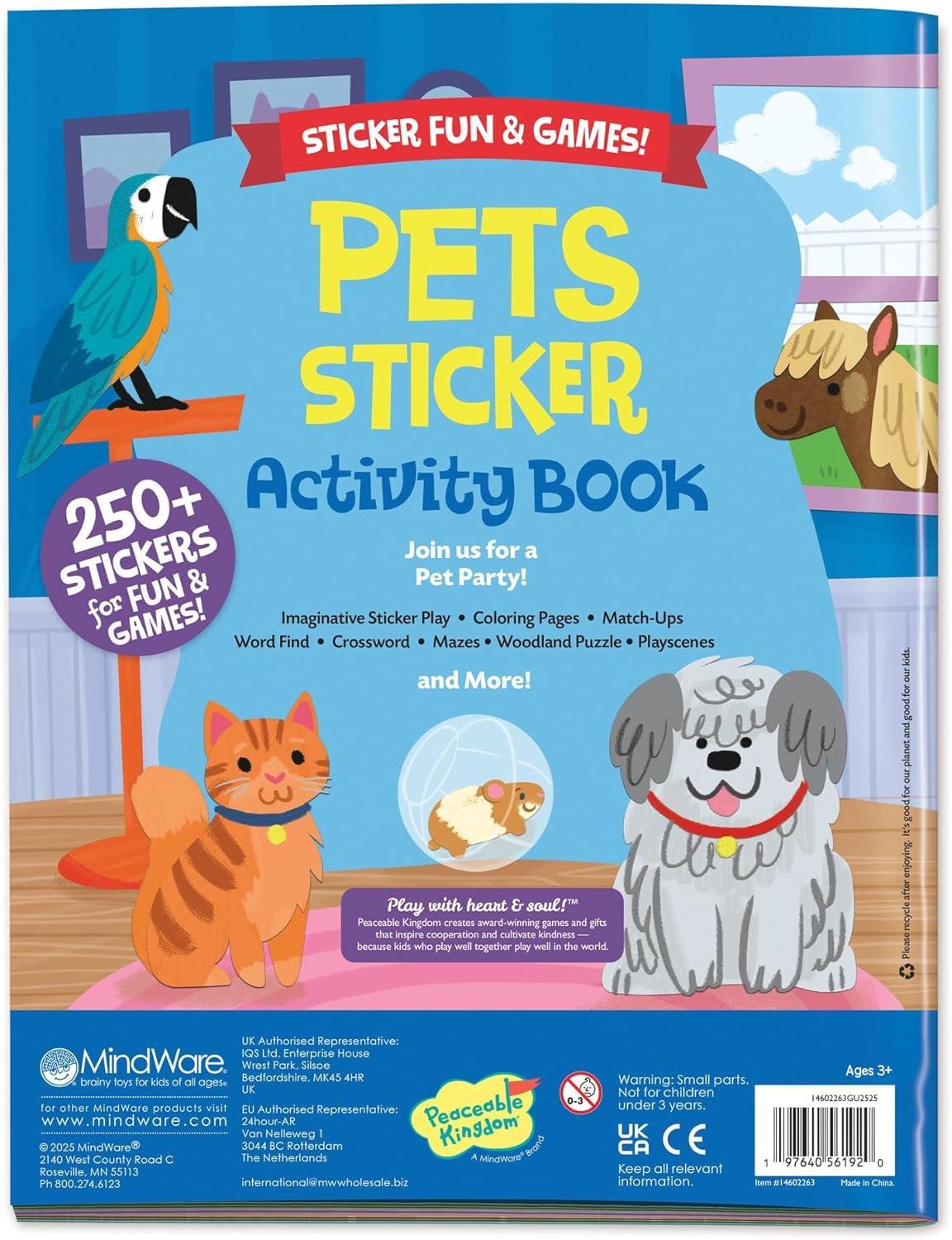 imagePeaceable Kingdom Pets Sticker Activity Book 200 Colorful Stickers 38 Pages of Coloring Puzzles amp Reusable Puffy Sticker Scenes for Ages 3