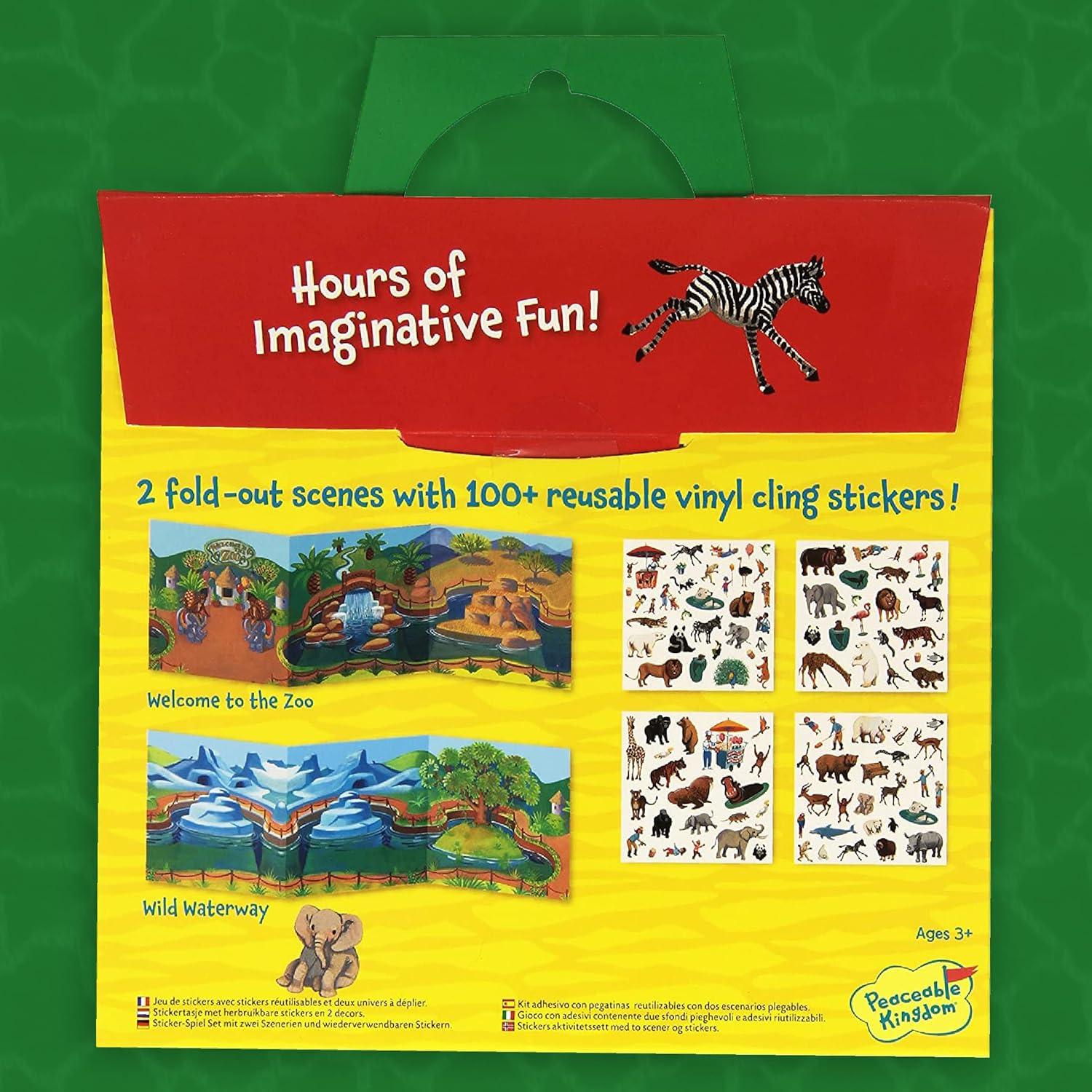 imagePeaceable Kingdom Press Sticker Fun At The Zoo Reusable Sticker Tote