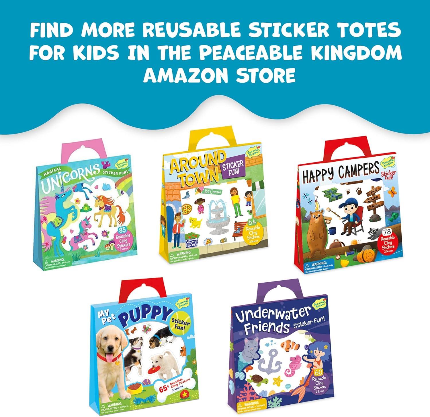 imagePeaceable Kingdom Press Sticker Fun At The Zoo Reusable Sticker Tote