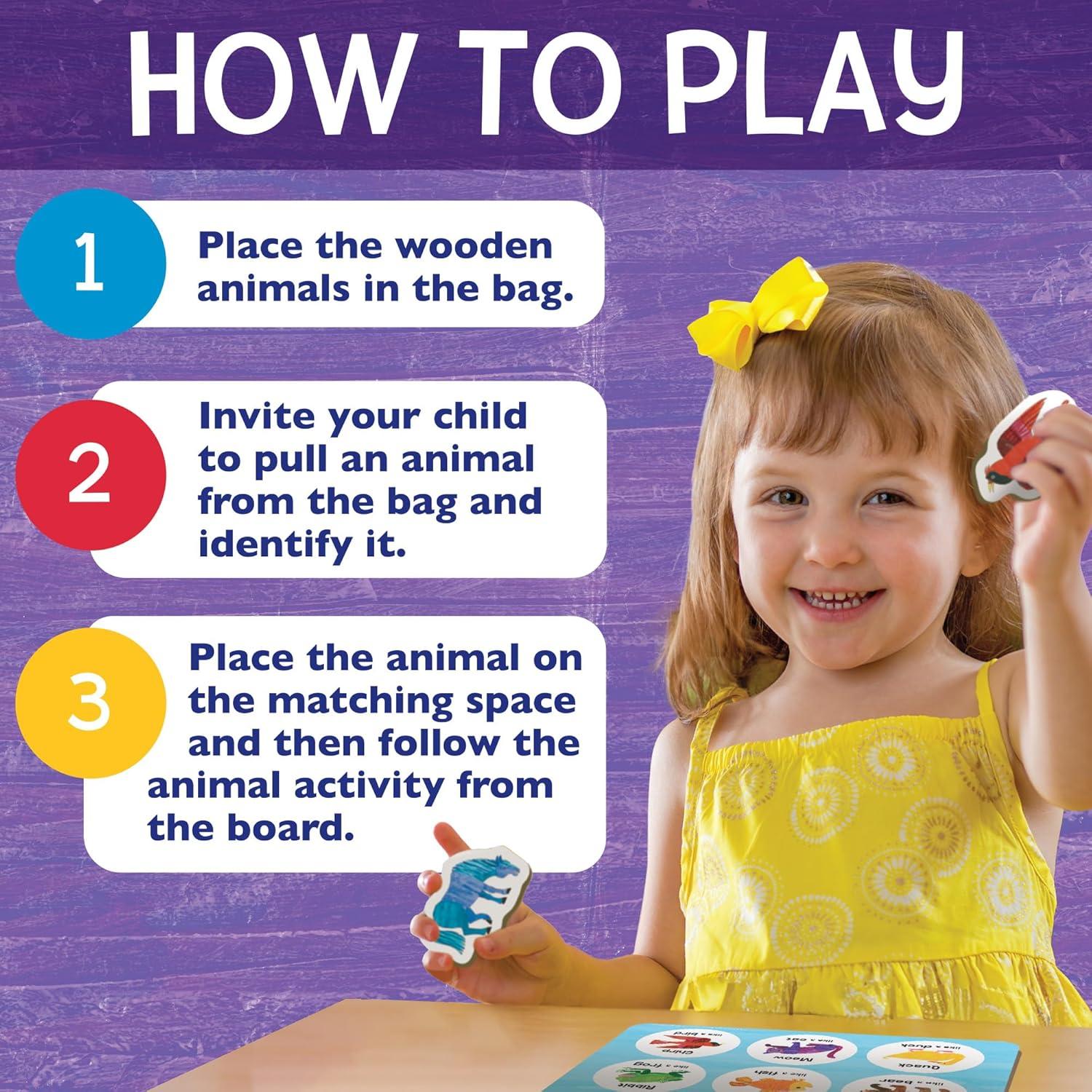 imageWorld of Eric Carle Animal Bingo Game Wooden Toddler Bingo Set Featuring Brown Bear Learn Animal Sounds Movements Colors amp Matching Preschool Game for Ages 2