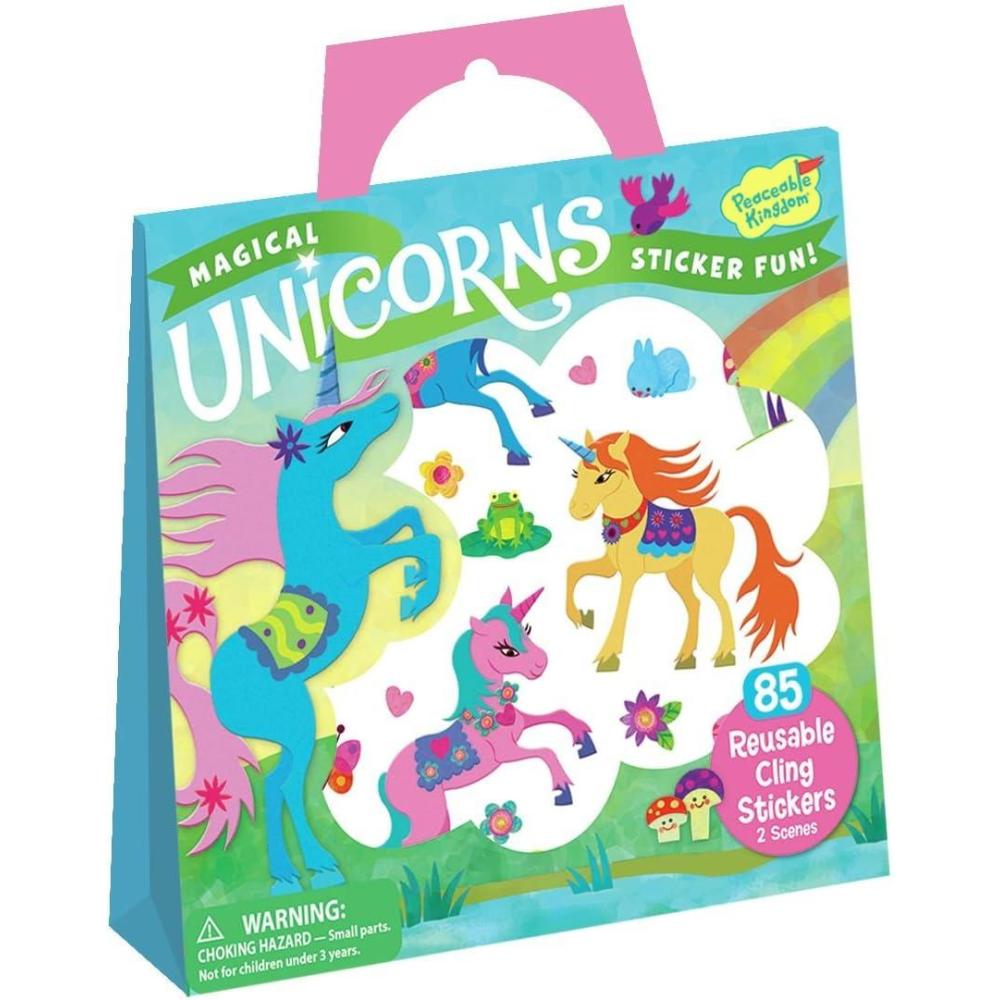 imagePeaceable Kingdom Magical Unicorns Sticker Fun Reusable Sticker Tote