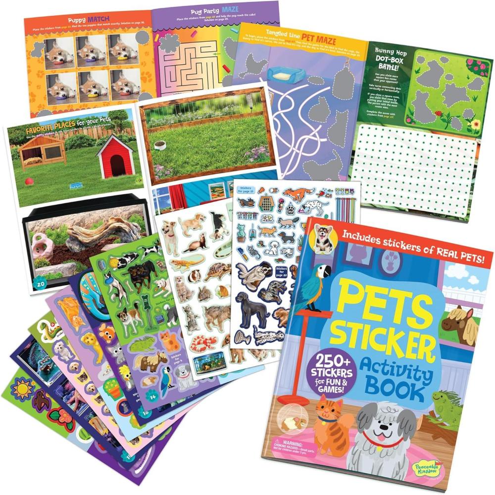 imagePeaceable Kingdom Pets Sticker Activity Book 200 Colorful Stickers 38 Pages of Coloring Puzzles amp Reusable Puffy Sticker Scenes for Ages 3