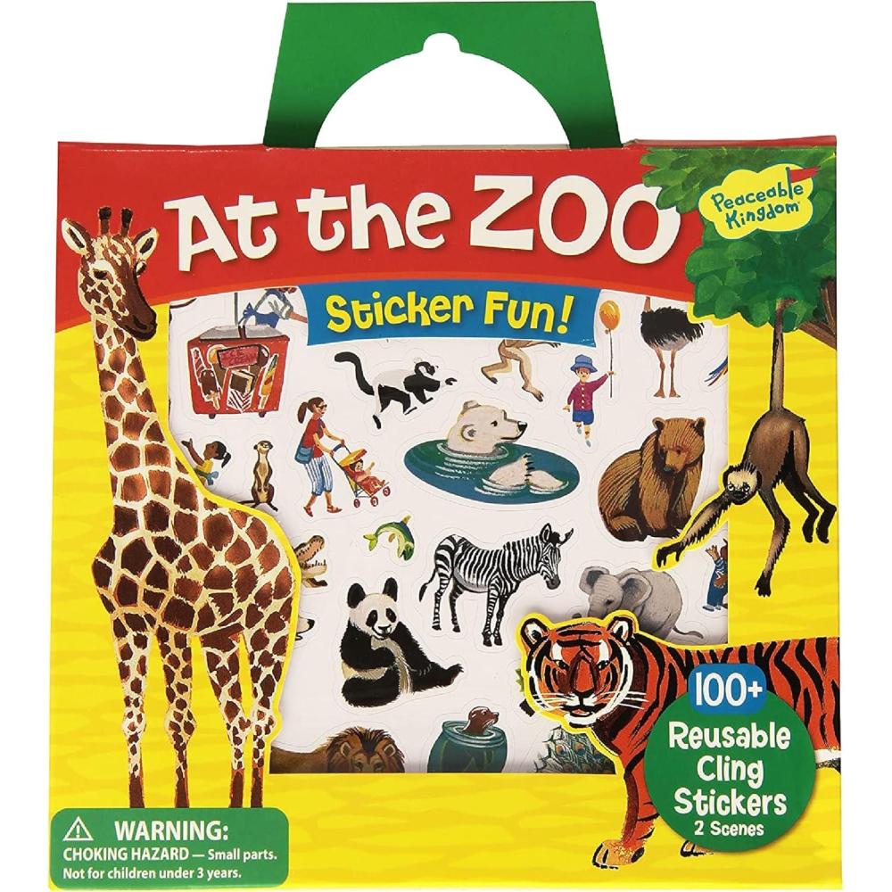 imagePeaceable Kingdom Press Sticker Fun At The Zoo Reusable Sticker Tote