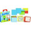 Peaceable Kingdom Take Along Games Reusable Sticker Tote, Portable Activity Set with Static Cling Play Boards and Scenes, Mess Free Travel Entertainment, Kids Age 3+, Four Game Collection