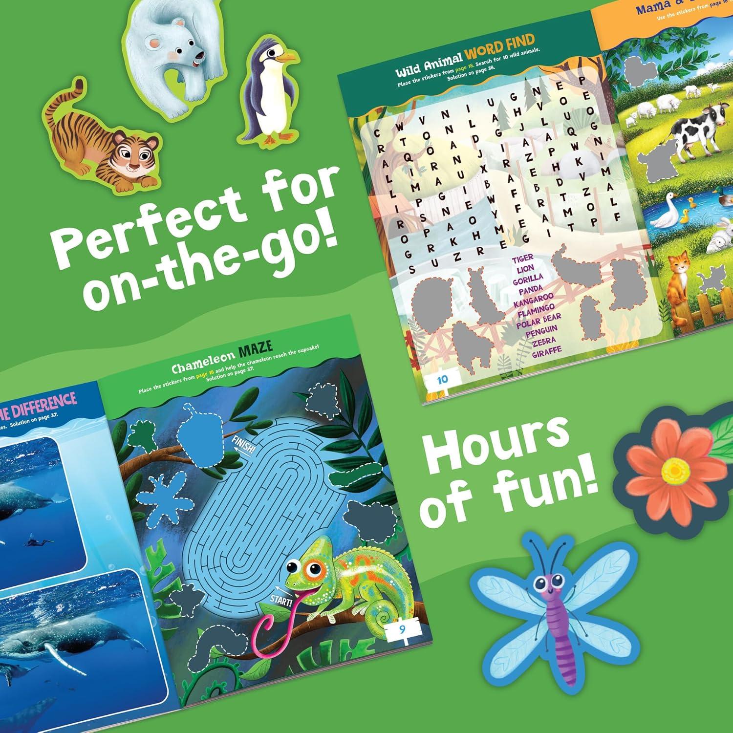 imagePeaceable Kingdom Animals Sticker Activity Book 200 Colorful Stickers 38 Pages of Coloring Puzzles amp Reusable Puffy Sticker Scenes for Ages 3