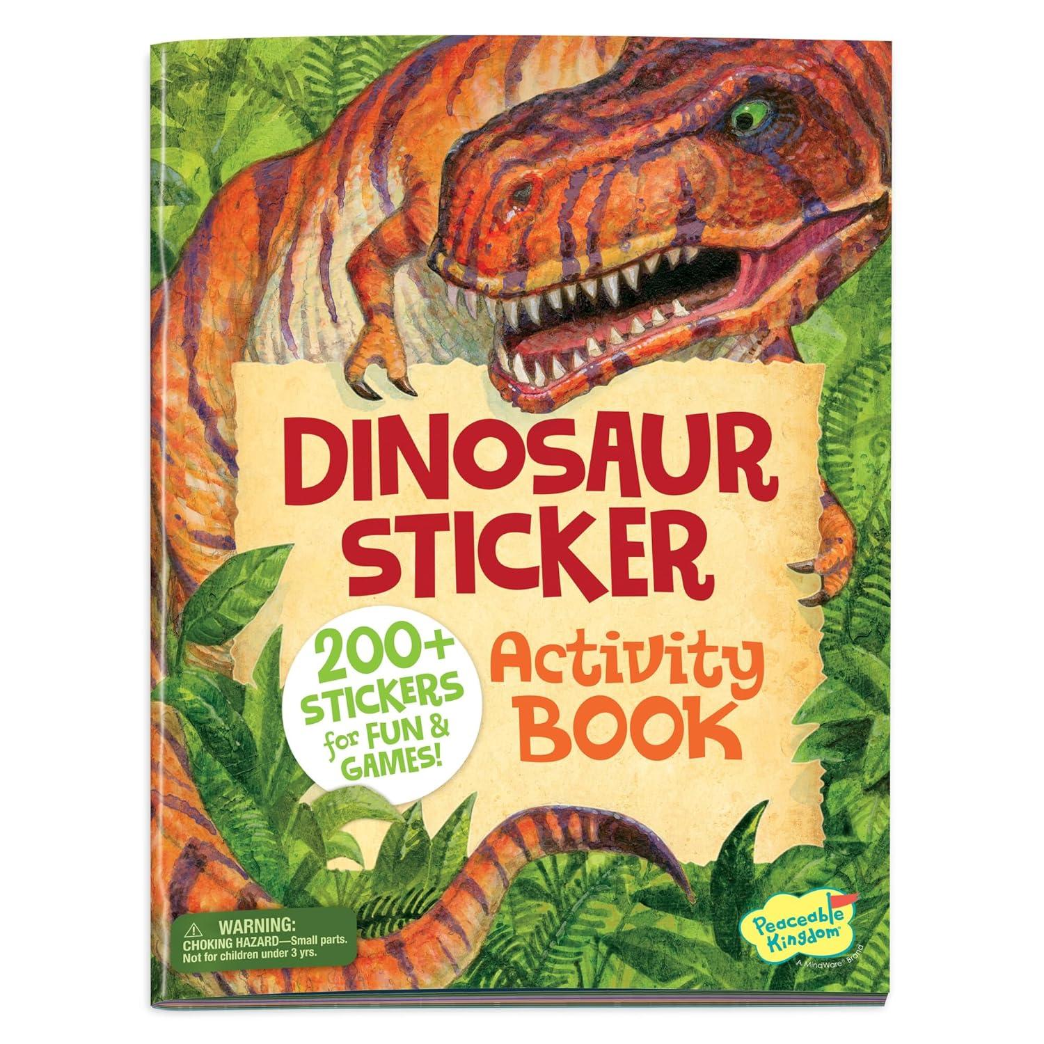 imagePeaceable Kingdom Dinosaur Sticker Activity Book Reusable Sticker Scenes for Kids Ages 3 and Up Includes 200 Stickers
