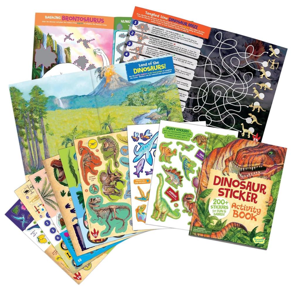 imagePeaceable Kingdom Dinosaur Sticker Activity Book Reusable Sticker Scenes for Kids Ages 3 and Up Includes 200 Stickers