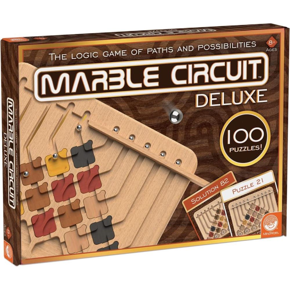 imageMindWare Marble Circuit Deluxe Brain Teaser Puzzles Logic Game for 1 Player Great Gift for Kids amp Adults Premium Marble Maze Game with 100 Brain Puzzles Ages 8