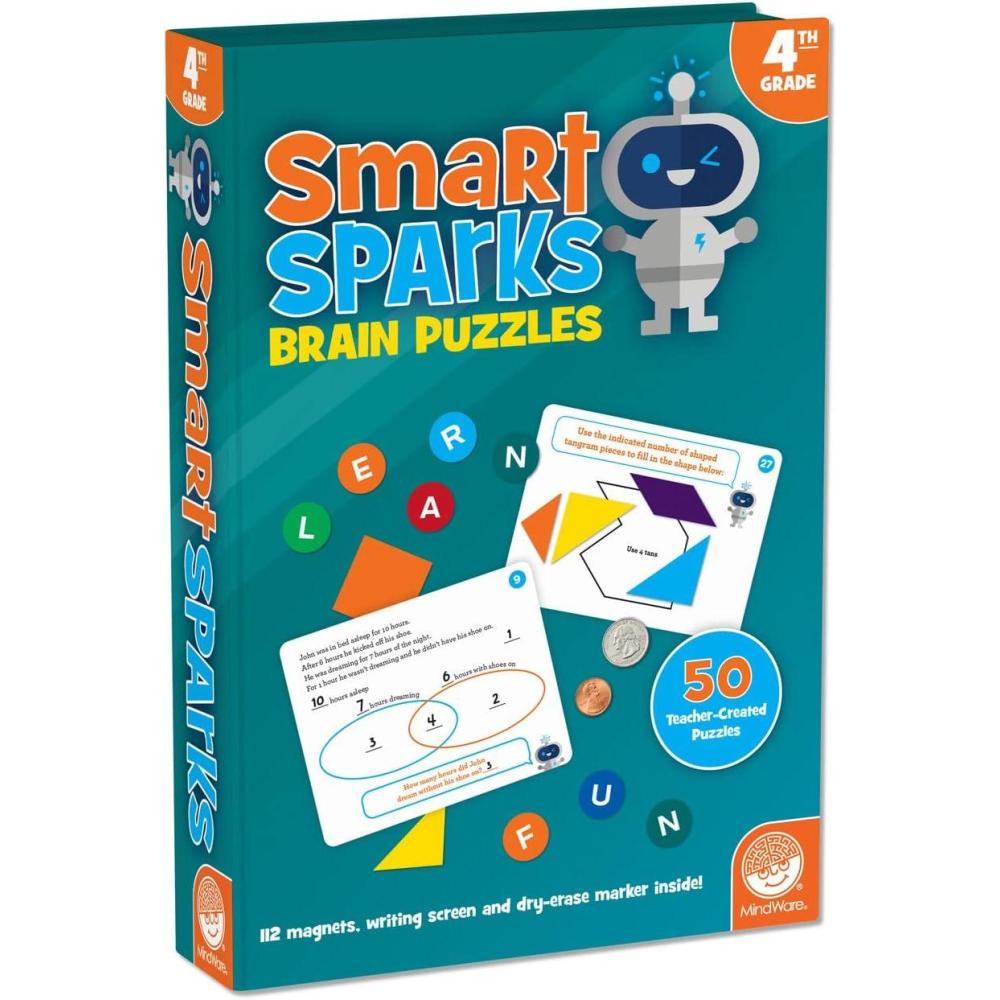 imageMindWare Smart Sparks Brainy Puzzles Grade 4 Logic amp Reasoning Puzzles for Kids Ages 9 amp Up